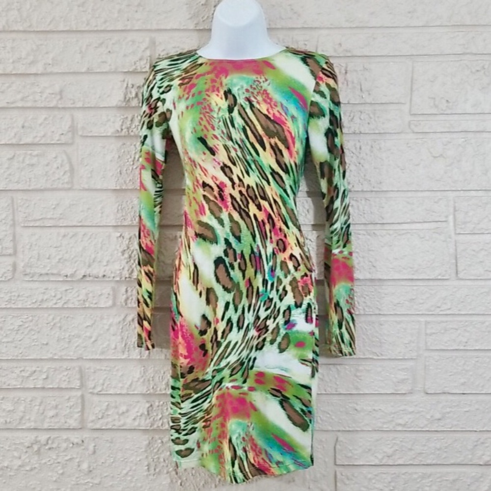 🌹Goodtime USA Multi Color Print Knit BodyCon Dress